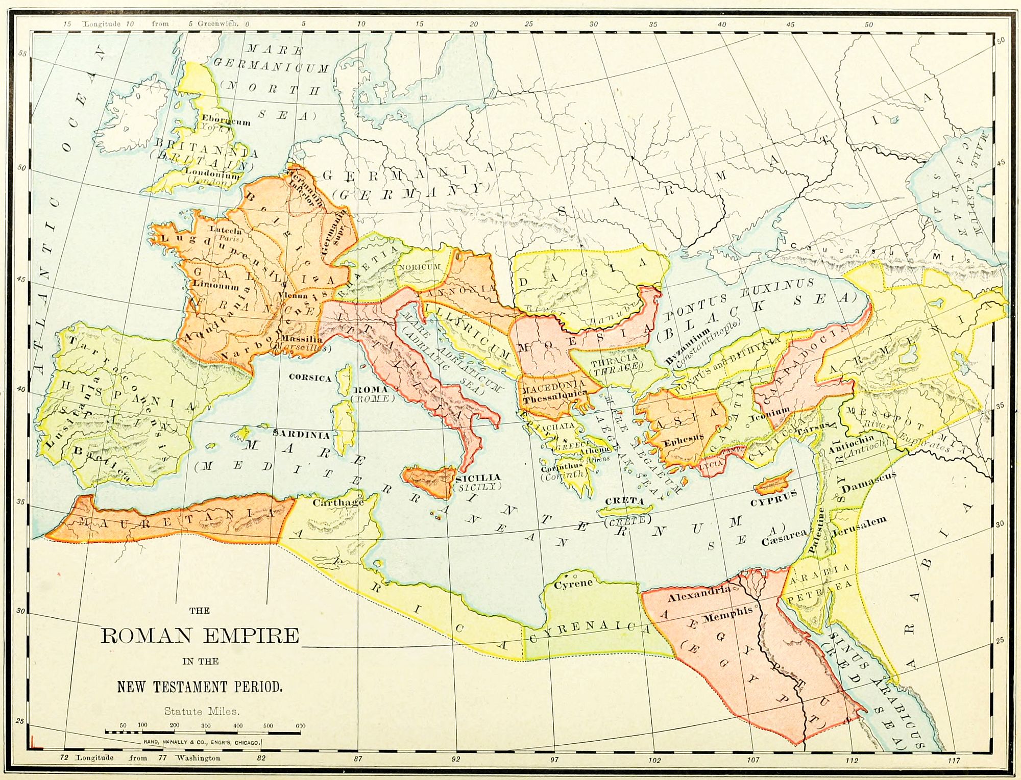 Map of the Roman Empire in the New Testament Period